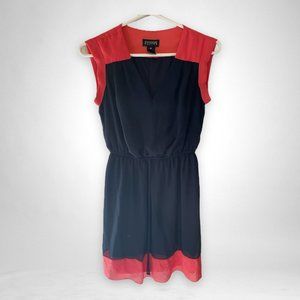 Enfocus Studio Blue 4p Sheer Midi Navy Short Casual Dress